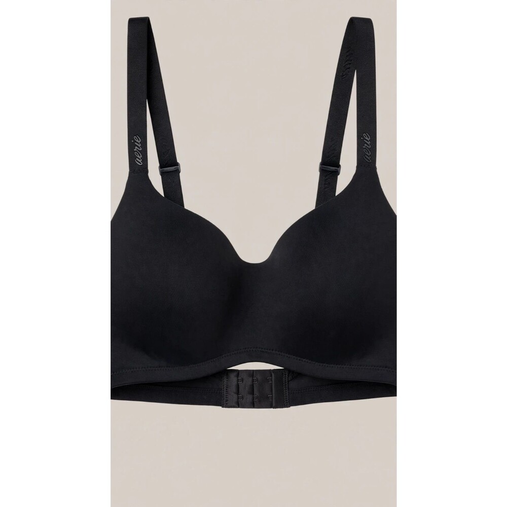 Aerie SMOOTHEZ Wireless Bra Womens M DD Black Seamless Lightly Lined Comfort